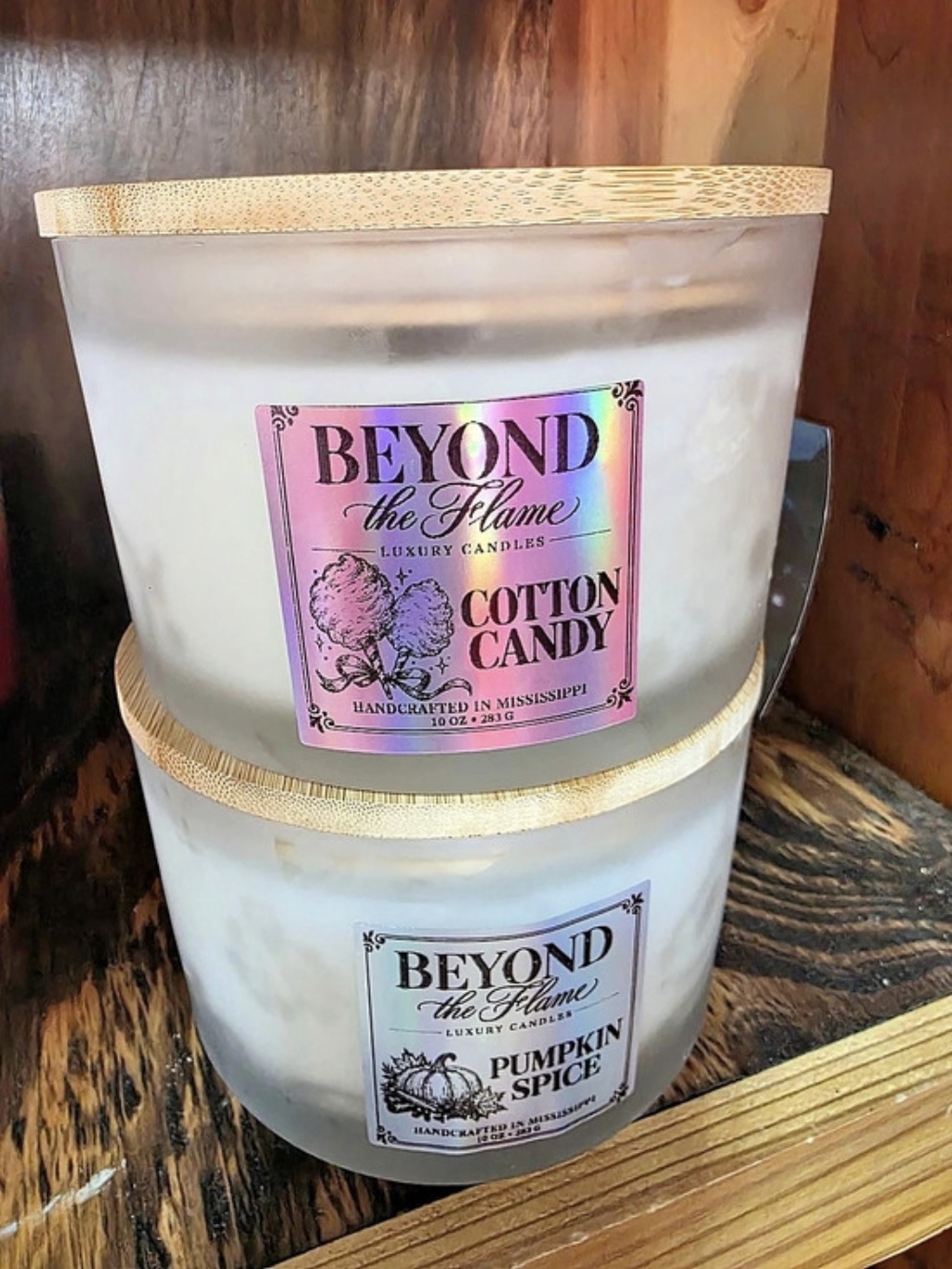 Beyond the Flame Cotton Candy & Pumpkin Spice Candles NWT